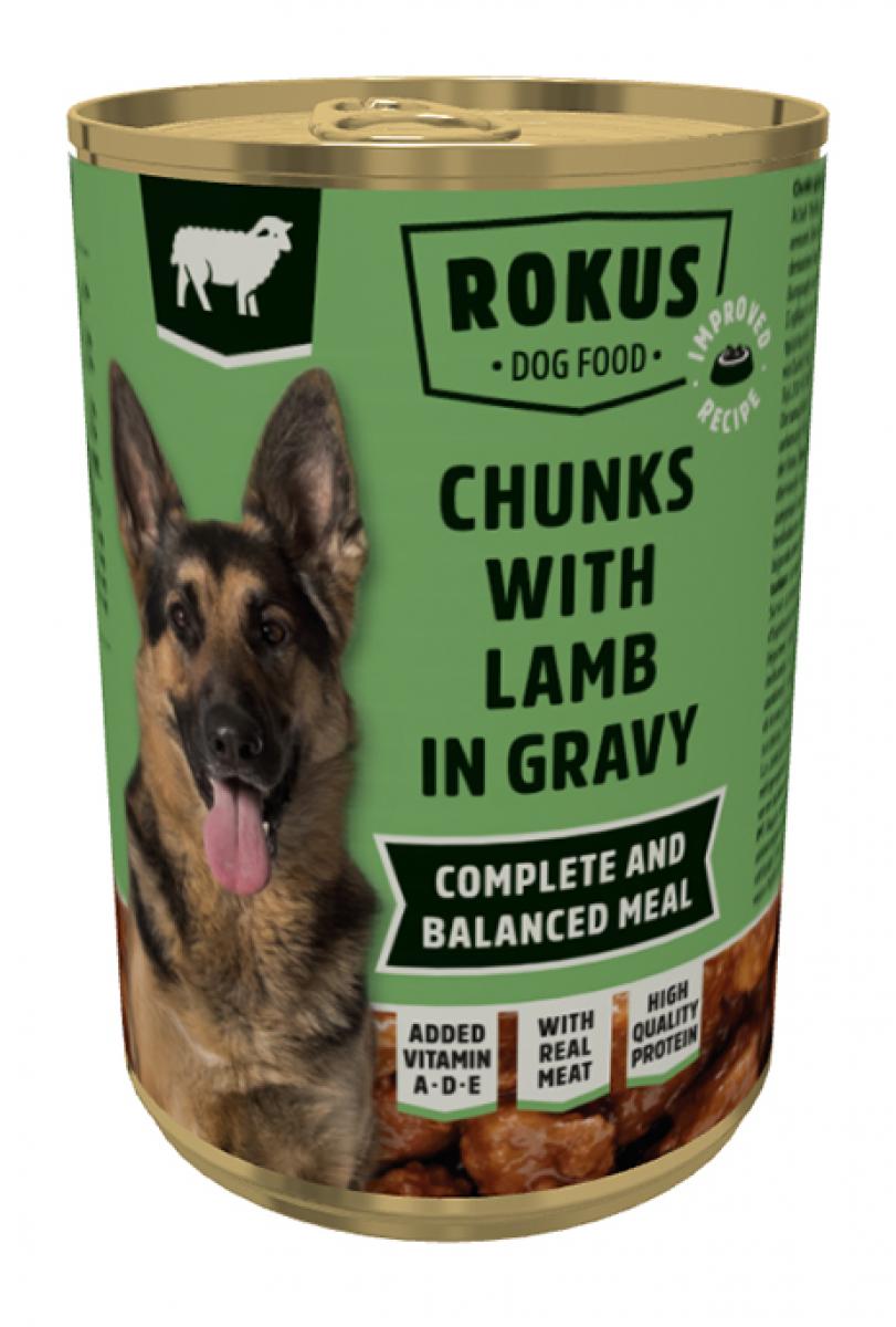 Verpakking Rokus Adult Brokjes Lam in Saus 415 g
