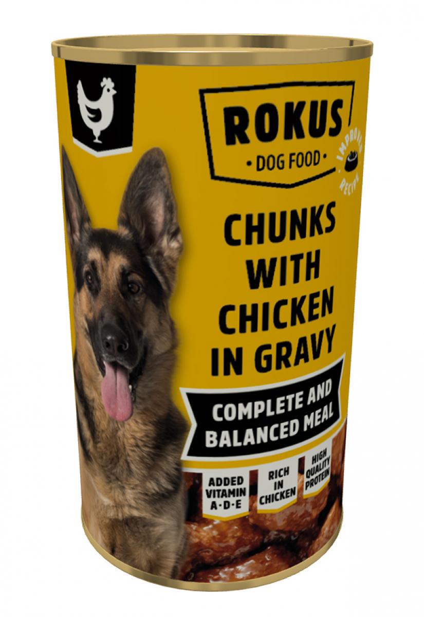Verpakking Rokus Adult Brokjes Kip in Saus 1.240 g