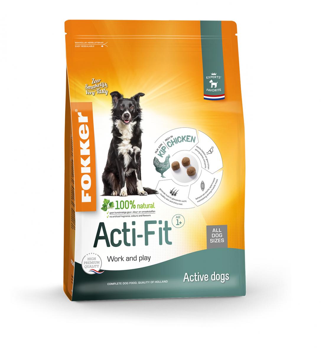 Fokker Dog Acti-Fit Hondenvoer voor Actieve Honden 13 kg