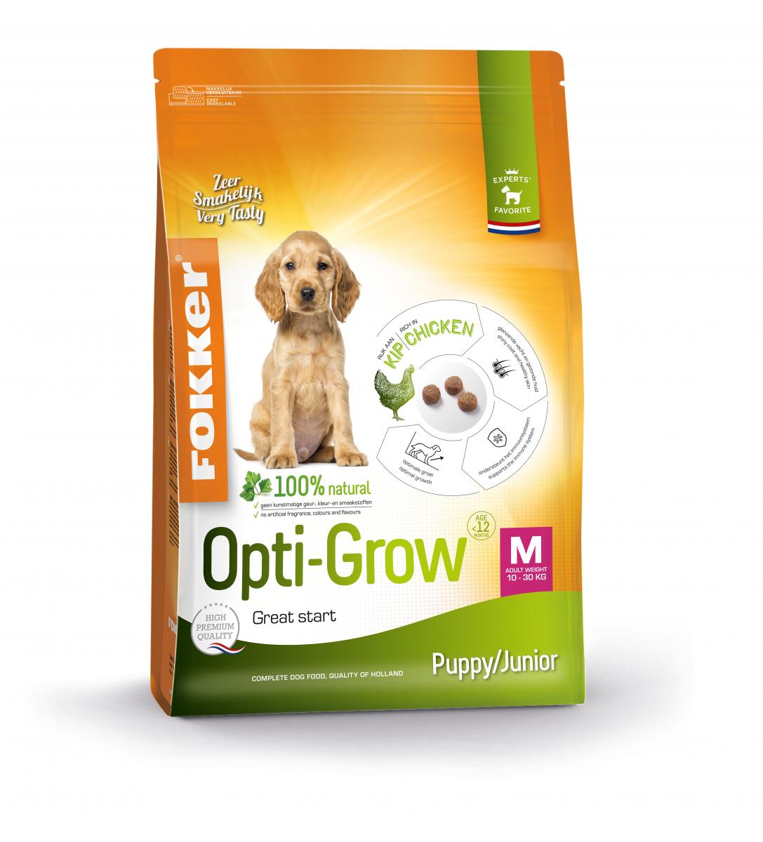 Fokker Opti-Grow M puppyvoer 2,5 kg voor middelgrote pups