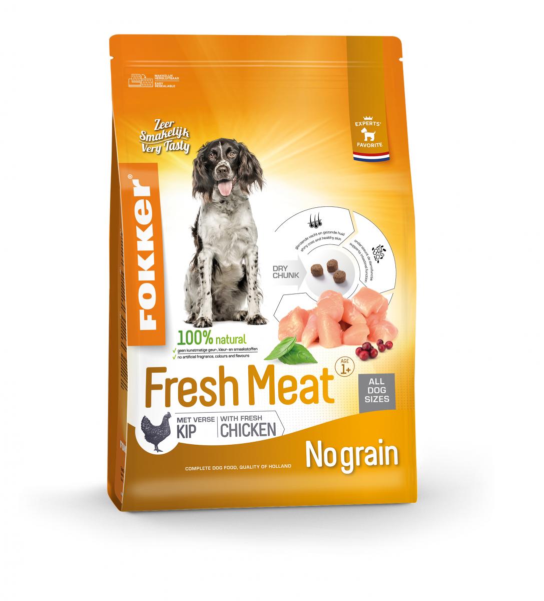 Fokker Fresh Meat Graanvrij Hondenvoer Kip & Aardappel 13 kg