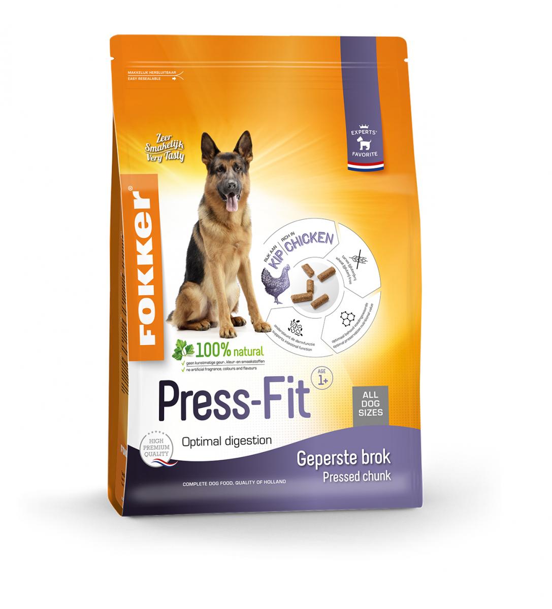 Fokker Press-Fit geperst hondenvoer 13 kg voor volwassen honden