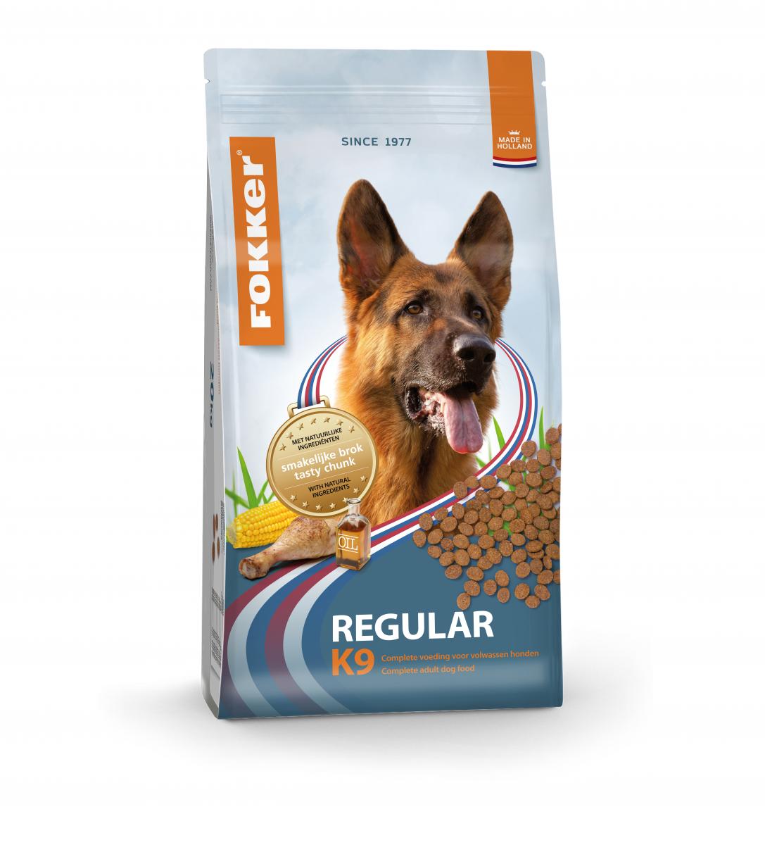 Fokker Dog Regular K9 hondenvoer 20 kg voor actieve volwassen honden
