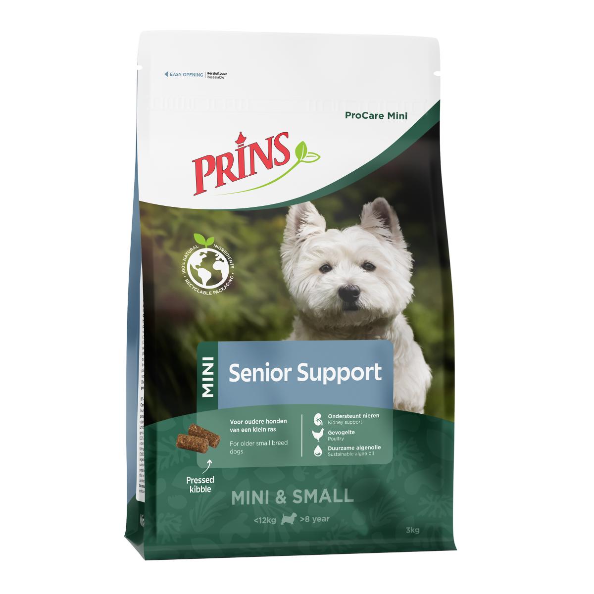 Verpakking Prins ProCare Mini Senior Support hondenvoer, 3 kg