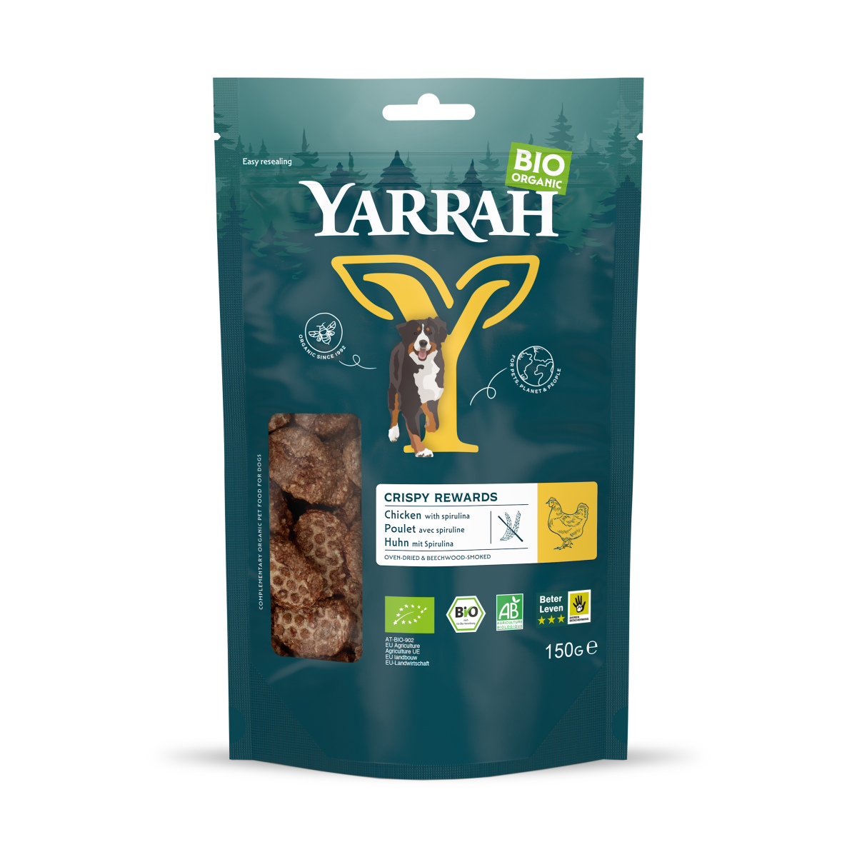 Yarrah Bio Oven-Dried Crispy Rewards Kip – 150 g verpakking