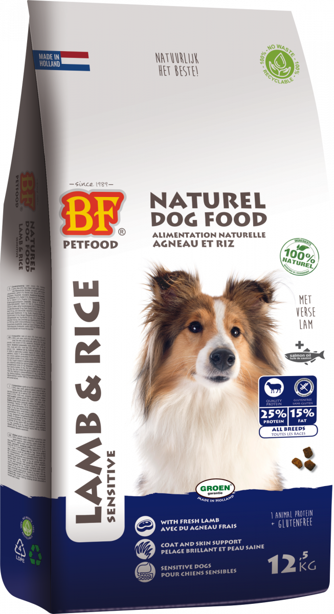 Verpakking Biofood lam&rijst 12,5 kg