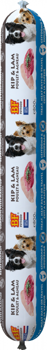Verpakking Biofood vleesvoeding compleet kip&lam worst 800 g