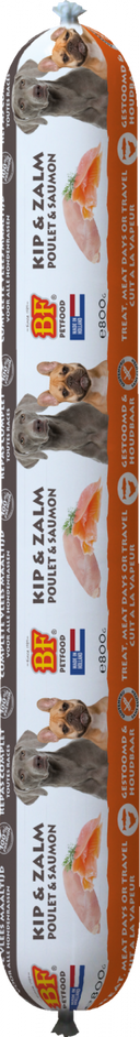 Verpakking Biofood vleesvoeding compleet kip&zalm worst 800 g