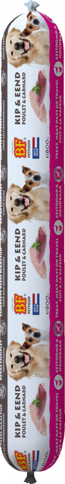Verpakking Biofood vleesvoeding compleet kip&eend worst 800 g