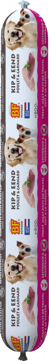 Verpakking Biofood vleesvoeding compleet kip&eend worst 800 g