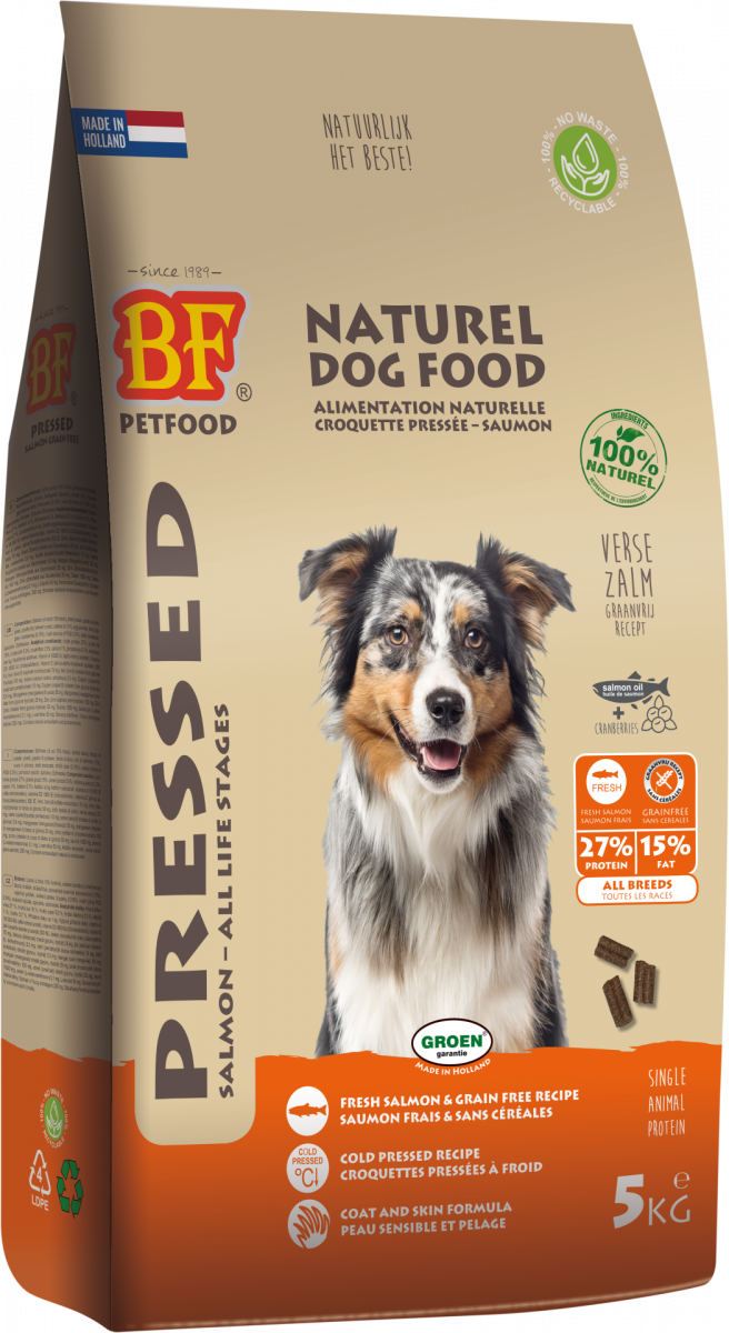 Verpakking Biofood geperst zalm graanvrij 5 kg