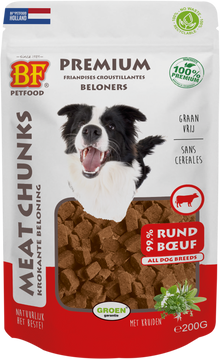 Verpakking Biofood meat chunks rund&hert (mix proteïne) 200 g