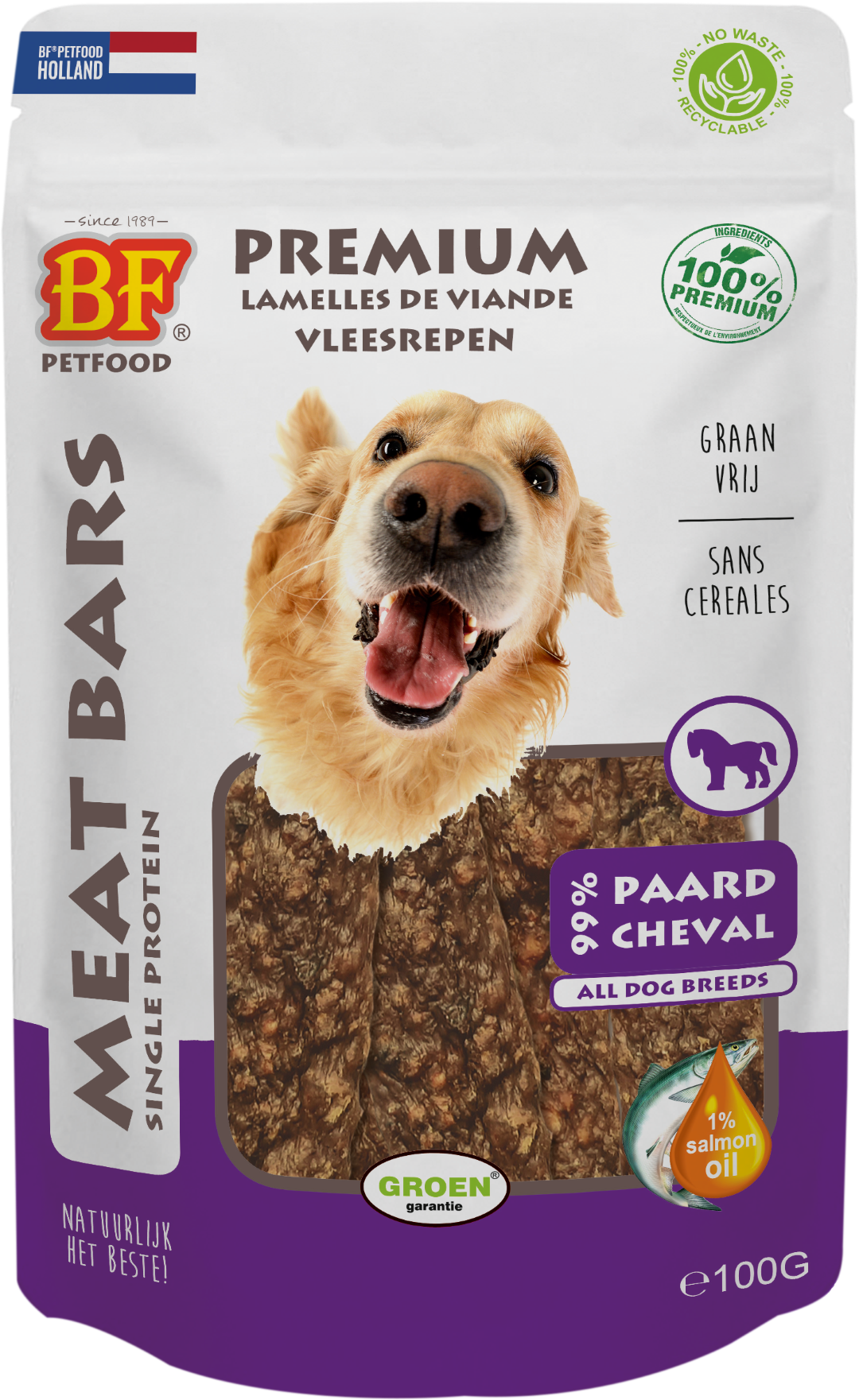 Verpakking Biofood meat bars paard (100% mono proteïne) 100 g