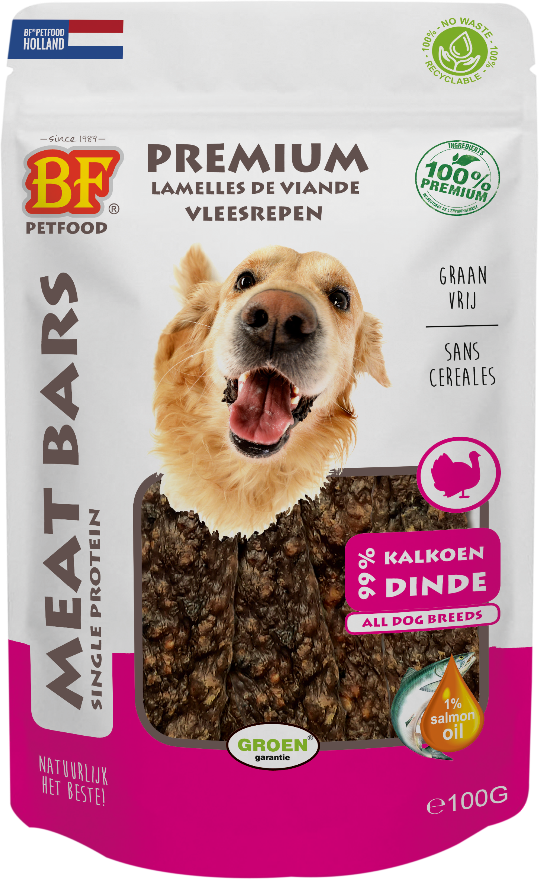 Verpakking Biofood meat bars kalkoen (100% mono proteïne) 100 g