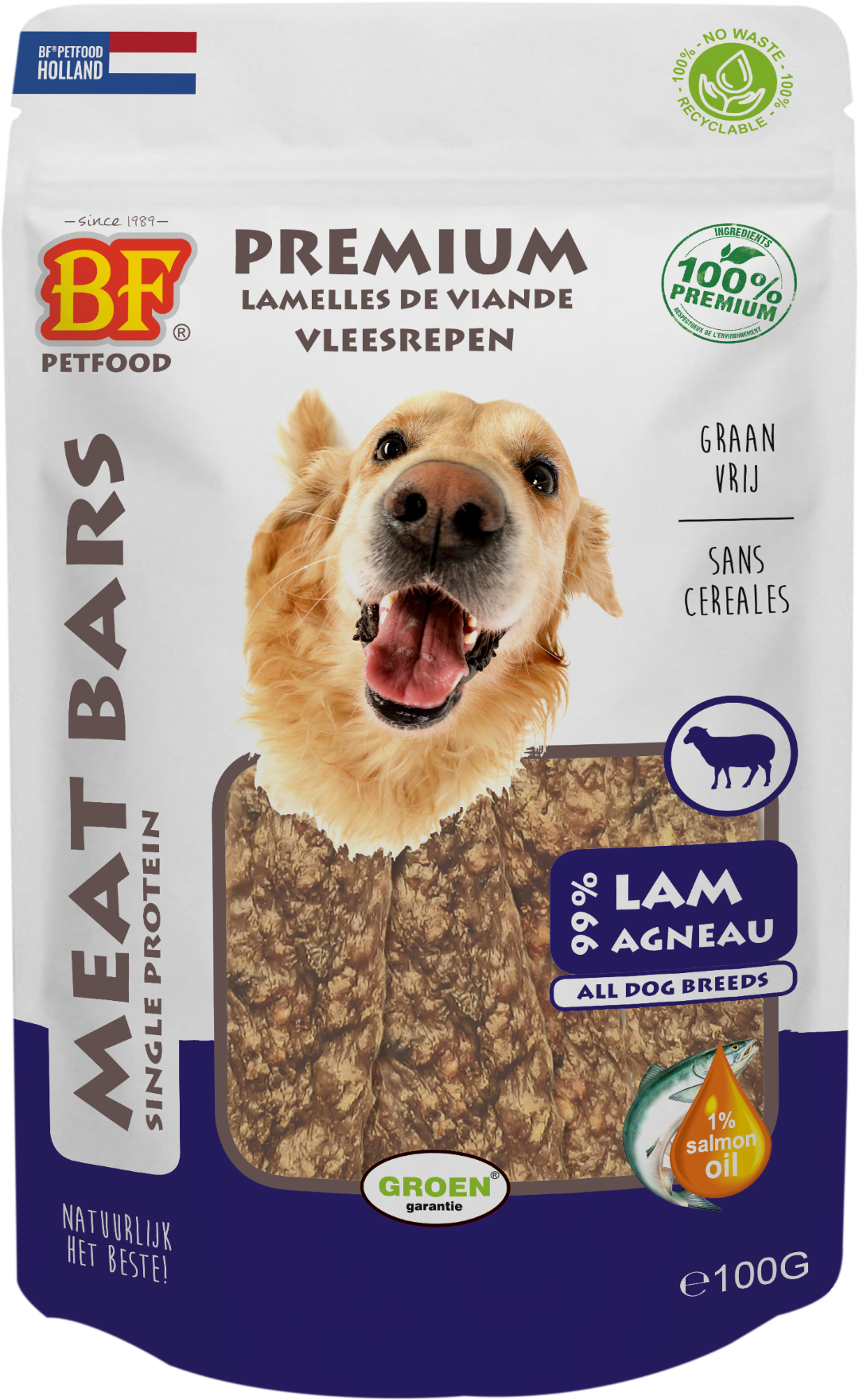 Verpakking Biofood meat bars lam (100% mono proteïne) 100 g