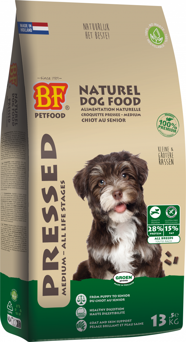 Verpakking Biofood geperst medium van puppy tot senior 13,5 kg