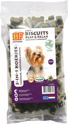 Verpakking Biofood 3in1 koekjes blaf&relax mini 200 g