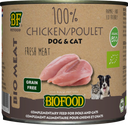 Verpakking Biofood Organic hond&kat 100% kippenvlees blik 200 g