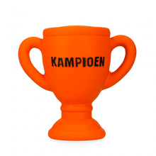 Oranje WK Premium Latex kampioensbeker hondenspeeltje