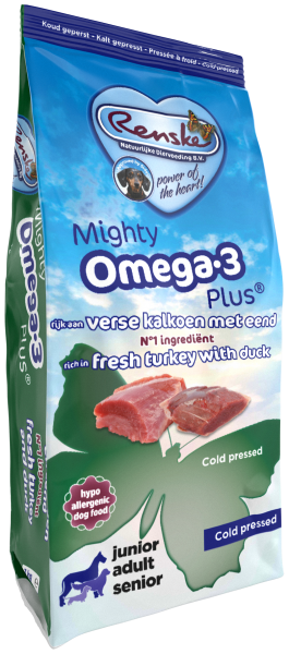 Renske Mighty Omega-3 Plus Kalkoen & Eend 600 g verpakking
