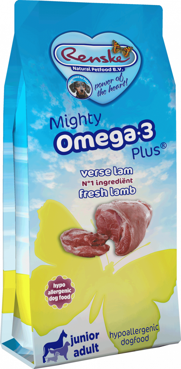 Renske Mighty Omega-3 Plus Lam & Rijst 3 kg verpakking