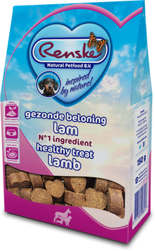Verpakking Renske Gezonde Beloning Hartjes Lam 150 g
