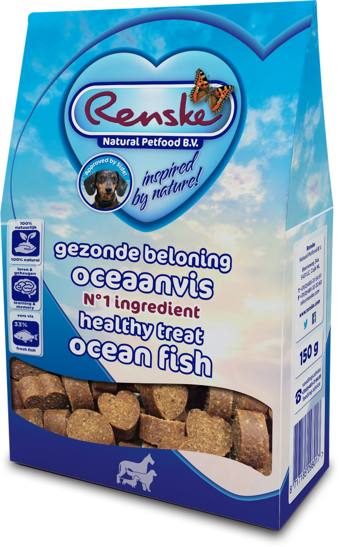 Renske Gezonde Beloning Oceaanvis-hartjes 150 g