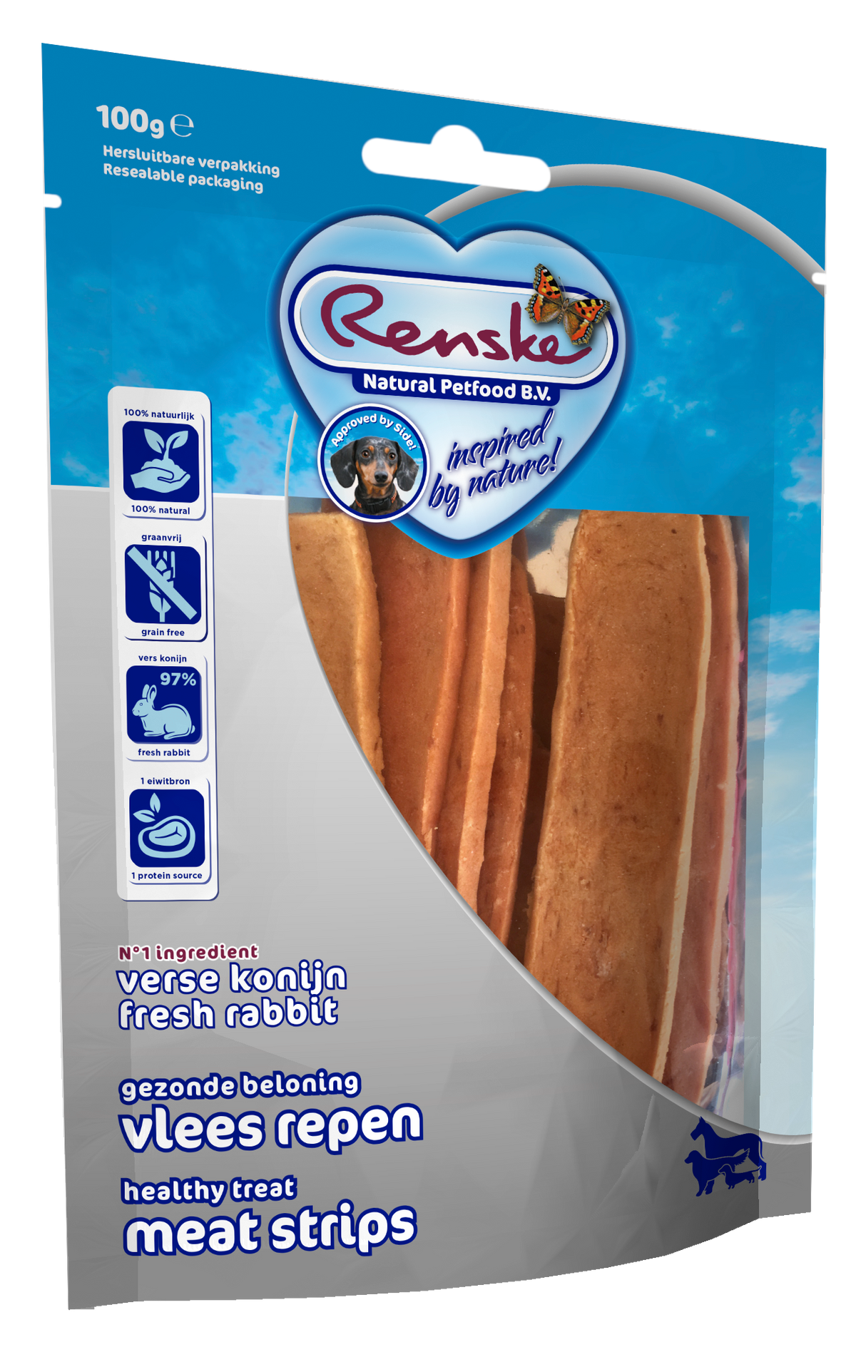 Renske Vlees Repen Konijn hondensnack 100 g