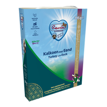 Verpakking Renske Vers Gestoomd kalkoen met eend, 395 g