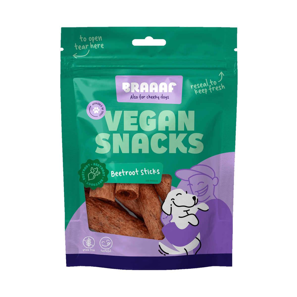 Braaaf Vegan Bietenstick 6 cm 80 g – Braaaf hondensnack verpakking
