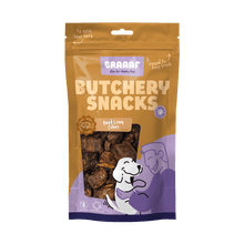 Braaaf Butchery Runderlong Blokjes 85 g – Braaaf hondensnack verpakking