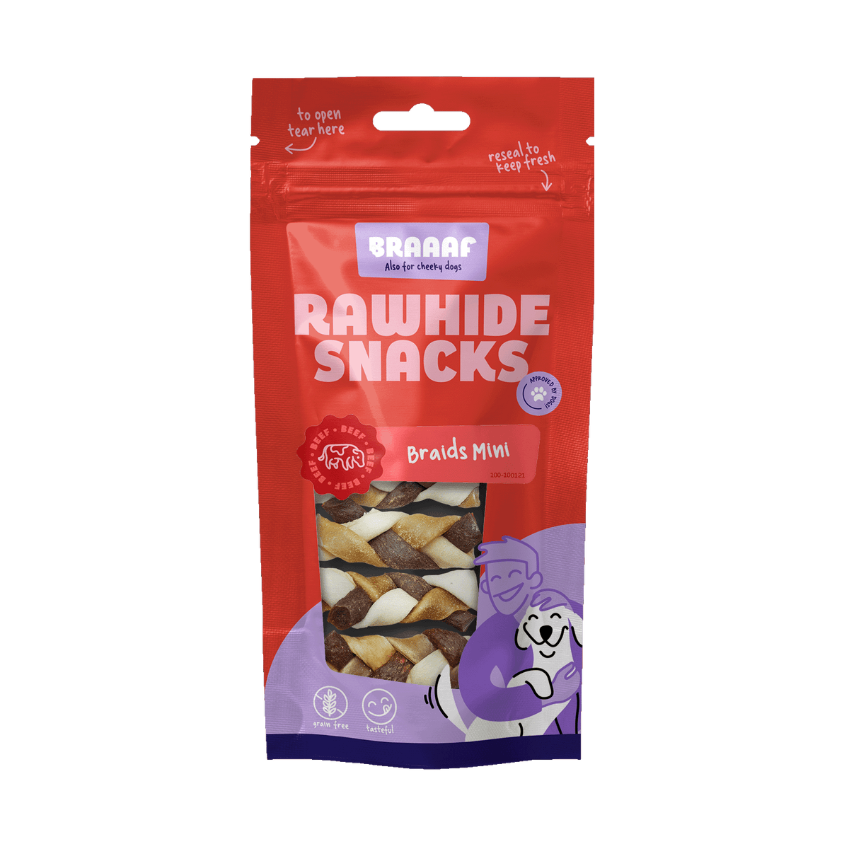 Braaaf Twister Vlecht 6 cm 5 stuks 60 g – Braaaf hondensnack verpakking