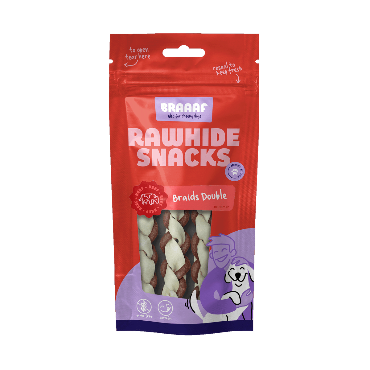 Braaaf Twister Dubbel 3 stuks 60 g – Braaaf hondensnack verpakking