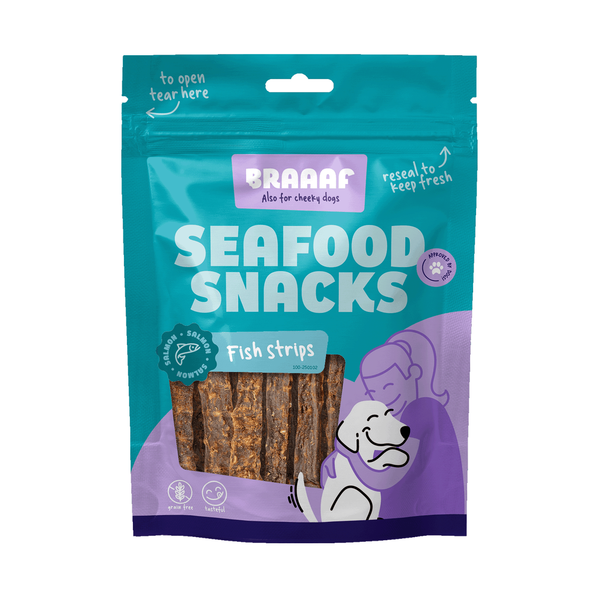 Braaaf Visreep 1 × 12 cm 70 g – Braaaf hondensnack verpakking