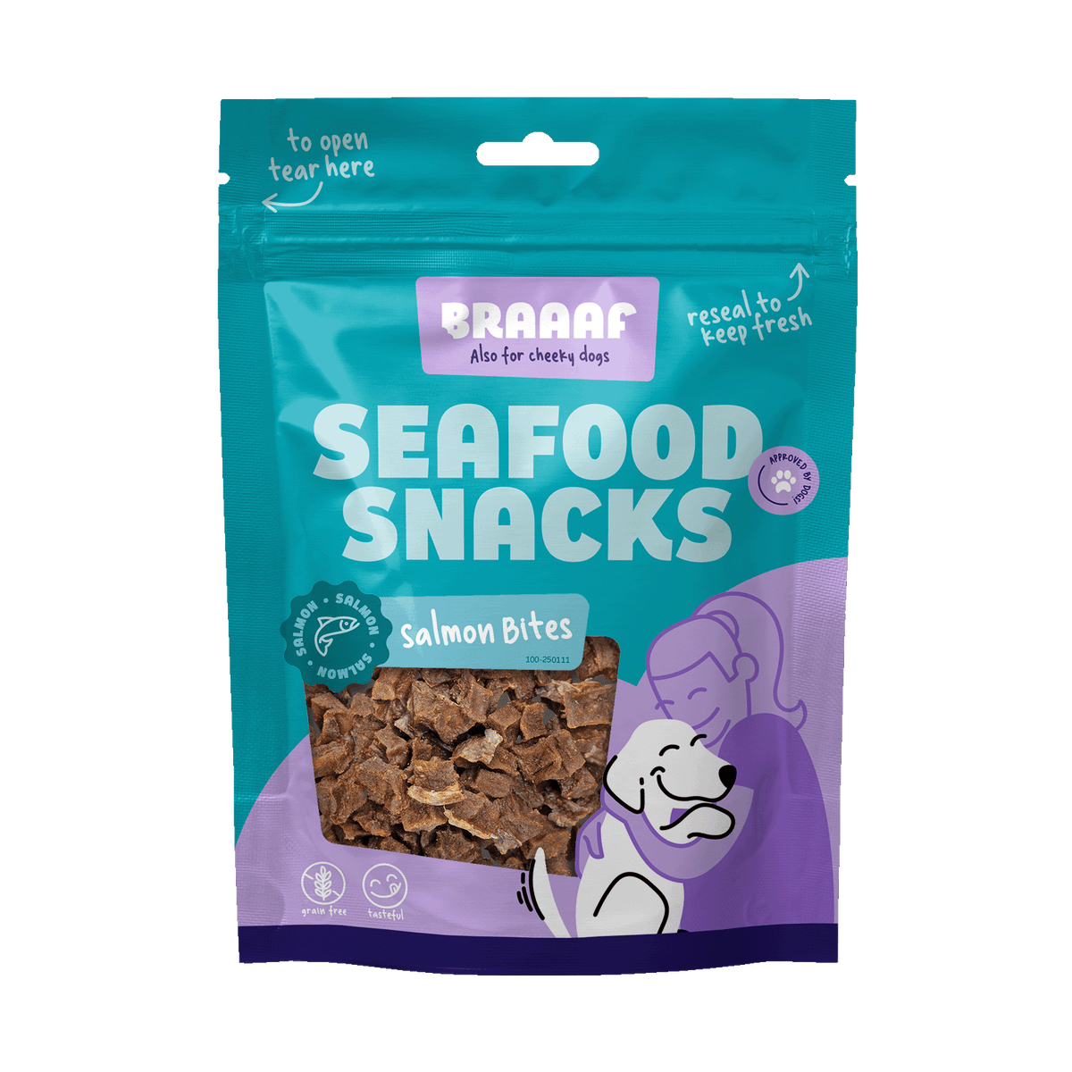 Braaaf Zalmbites 70 g – Braaaf hondensnack verpakking