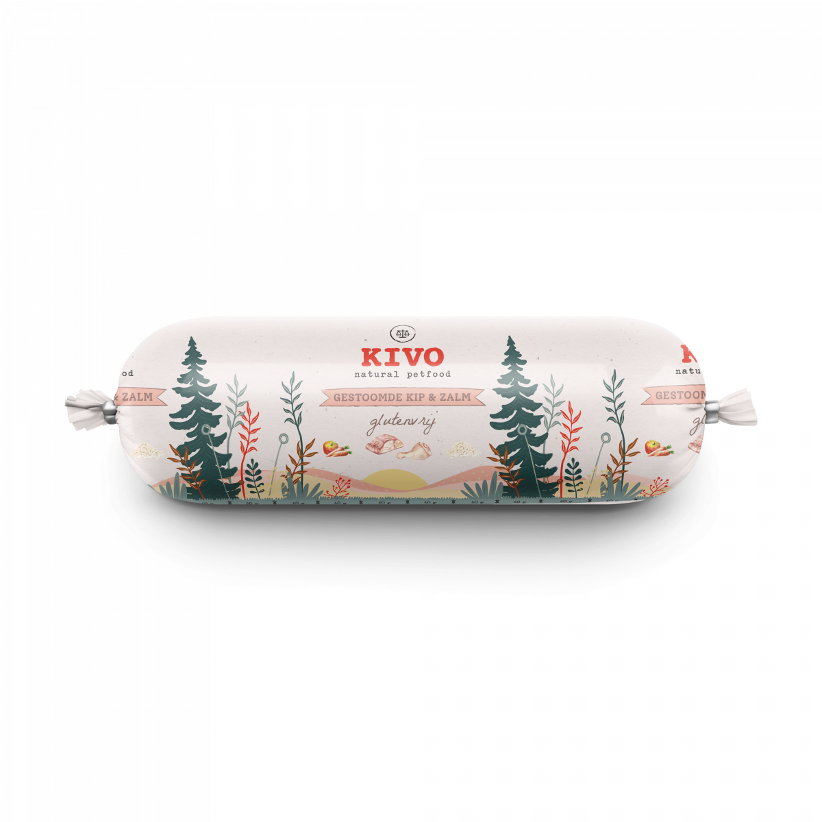 Kivo Gestoomde Kip & Zalm 600 g complete gestoomde hondenworst