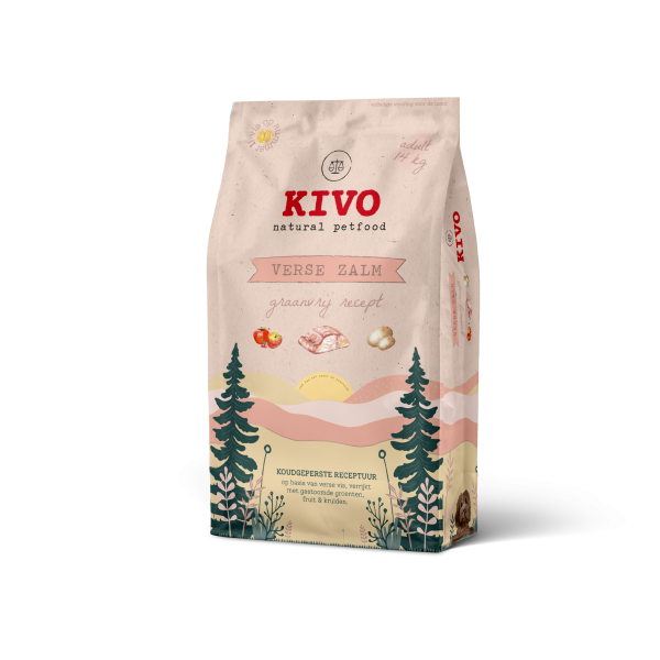 Kivo Verse Zalm Graanvrij 14 kg koudgeperste hondenbrokken