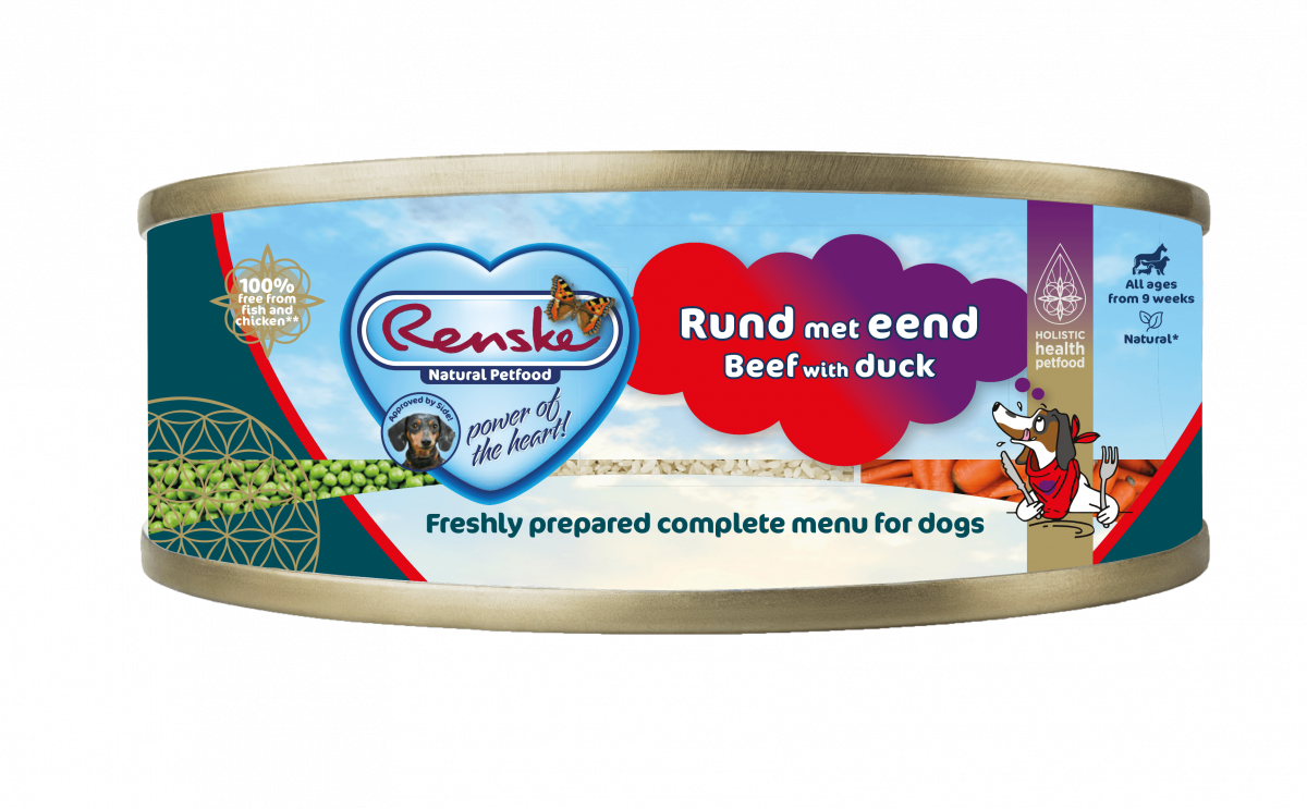 Renske Vers Bereid Rund met Eend 95 g nat hondenvoer