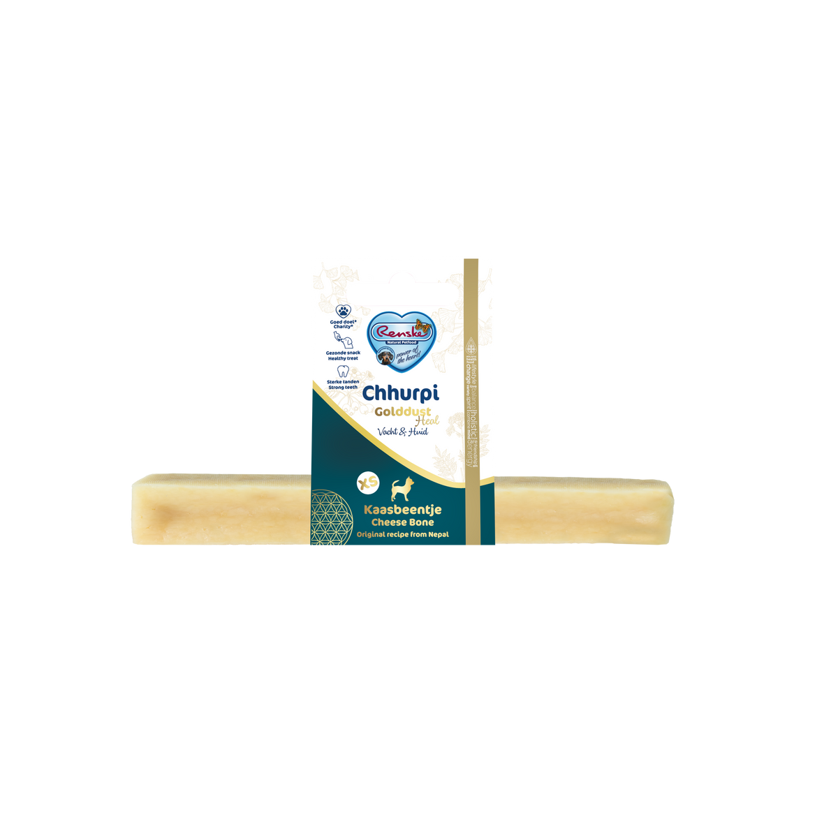 Verpakking en kaaskluif Renske Chhurpi Golddust Heal Vacht & Huid XS 32,5 g