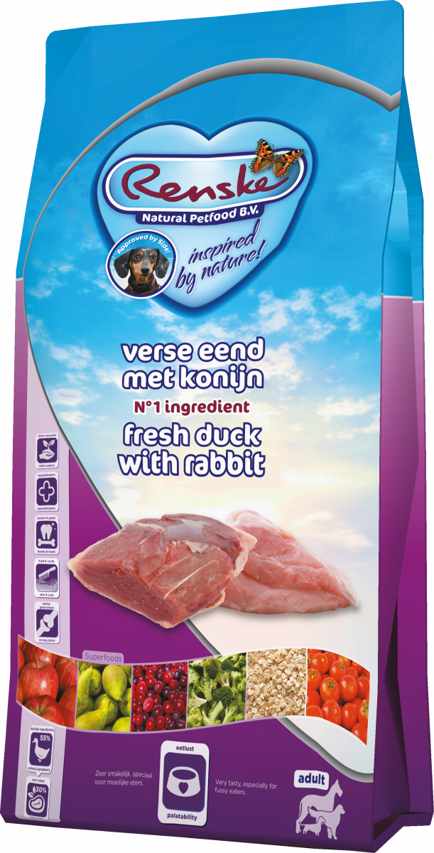 Renske Super Premium Eend & Konijn 6,5 kg verpakking
