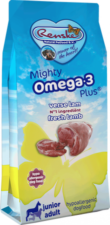 Renske Mighty Omega-3 Plus Lam & Rijst 12 kg verpakking