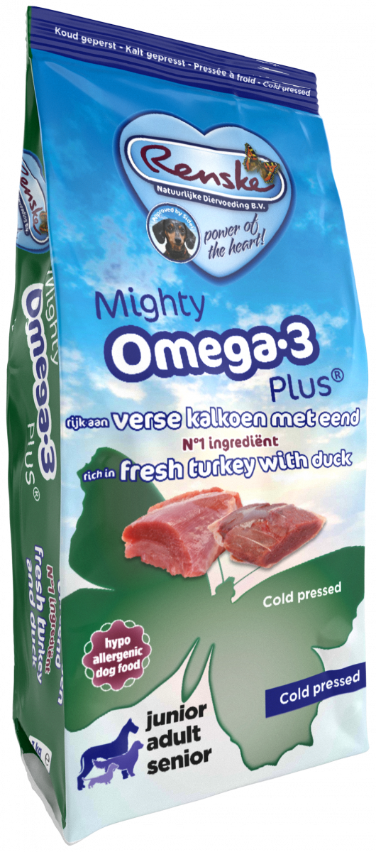 Renske Mighty Omega-3 Plus Kalkoen & Eend 12 kg verpakking
