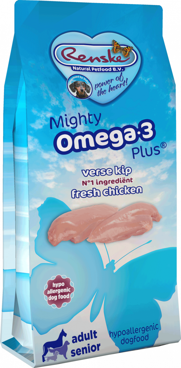 Renske Mighty Omega-3 Plus Kip & Rijst 6,5 kg verpakking