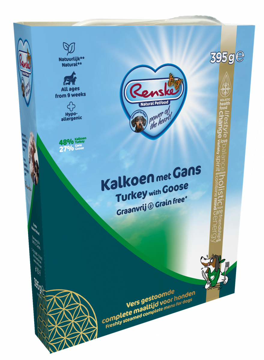 Verpakking Renske Vers Gestoomd kalkoen met gans graanvrij, 395 g