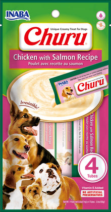 Inaba Churu hond kip met zalm puree 4 × 14 g